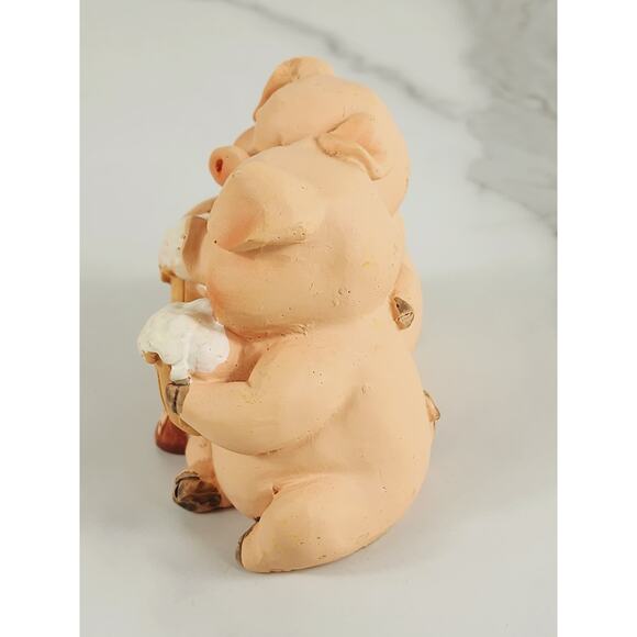 Pigs Drinking Buddies Mini Piglet Piggy Figurine 3 1/2" Resin 90s Home Decor Vtg - Picture 6 of 14